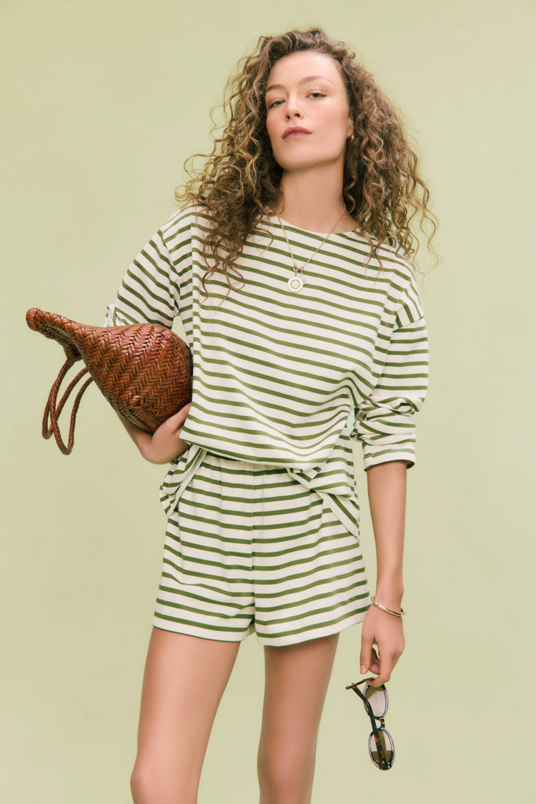 Olive Stripe Knit Odie Tee