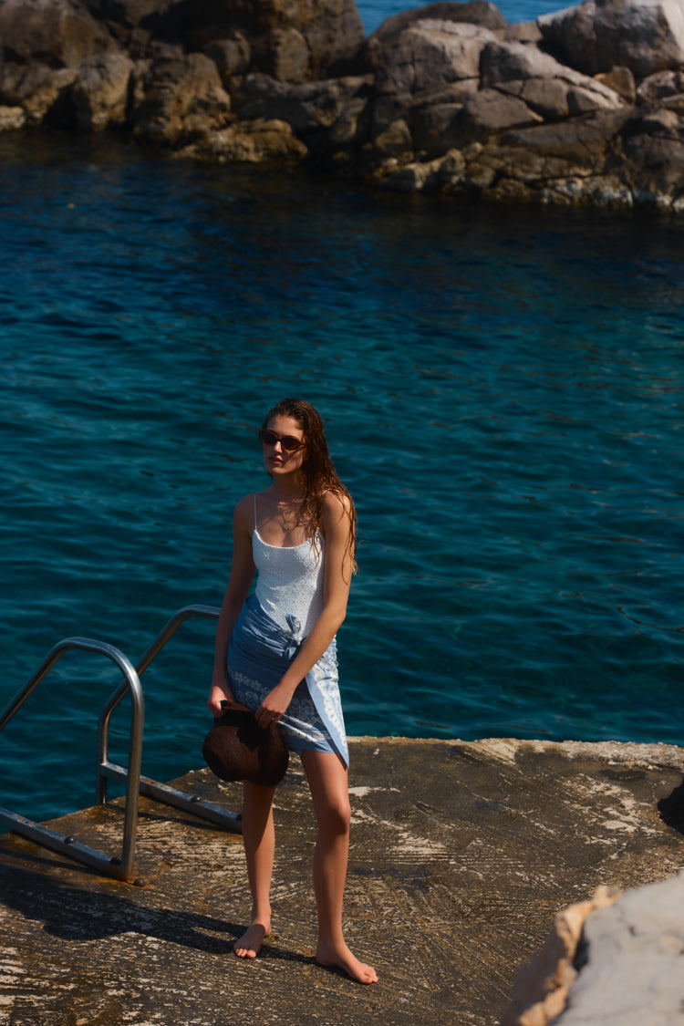 Washed Indigo Poolside Punch Cotton Pareo