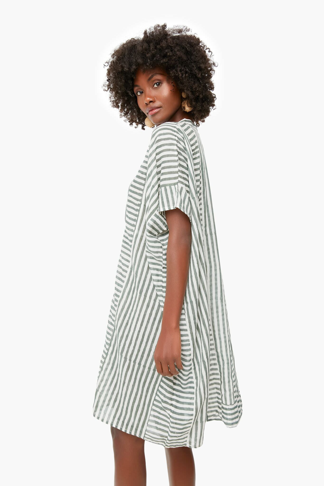 Moss Stripe Emerson Short Caftan
