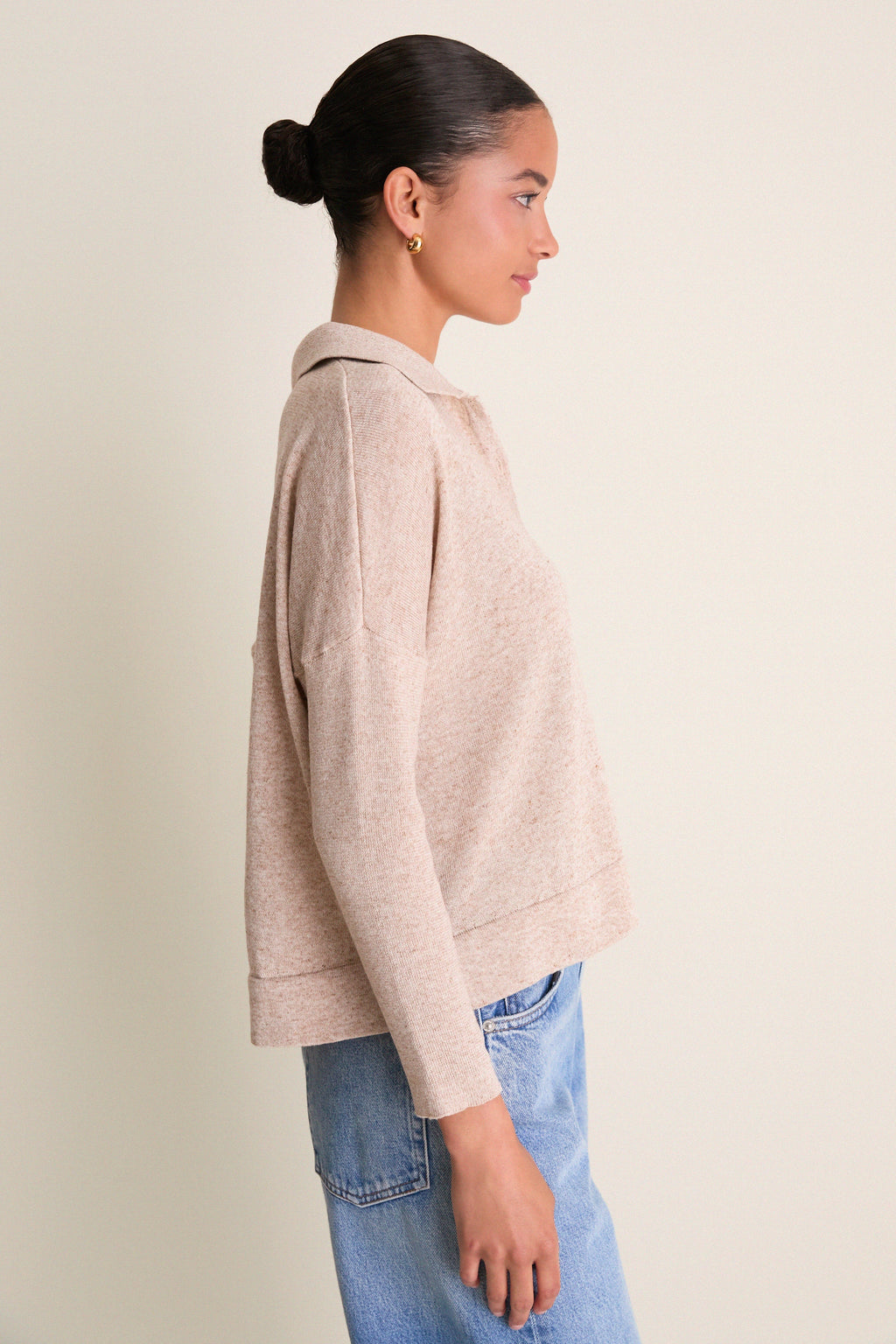 Tan Clayton Long Sleeve Knit Polo