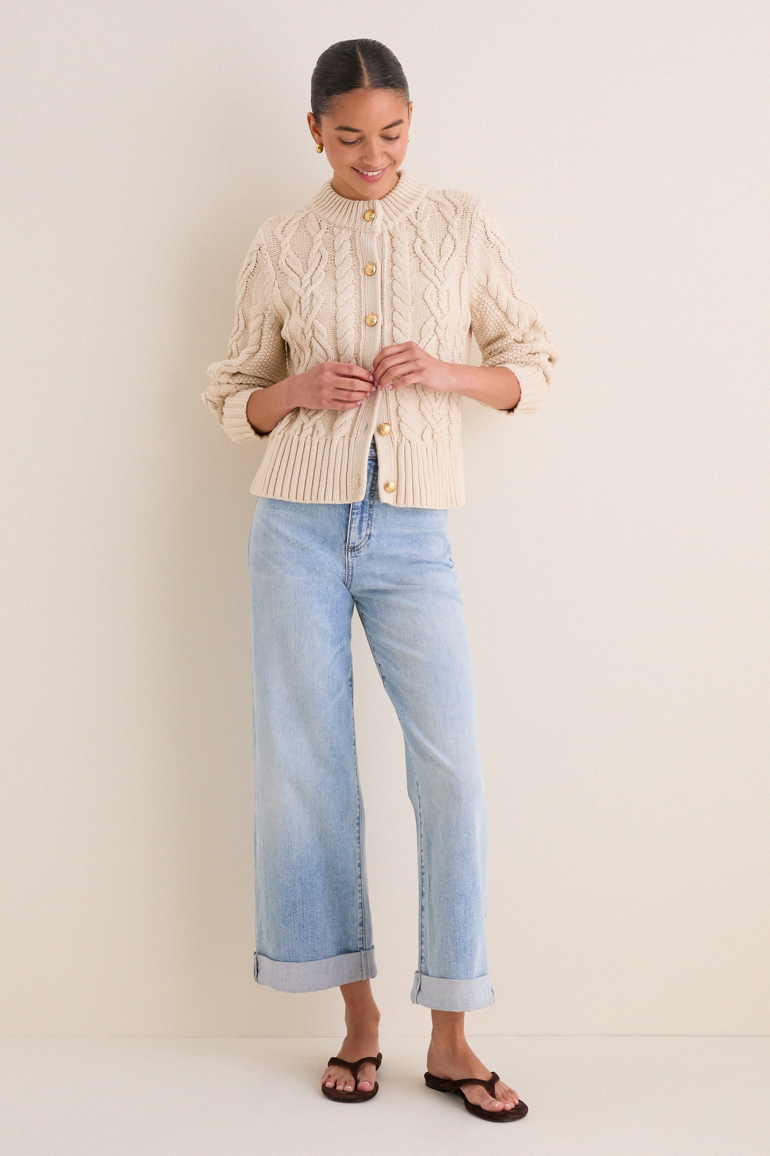Sandstone Cotton Colette Cardigan