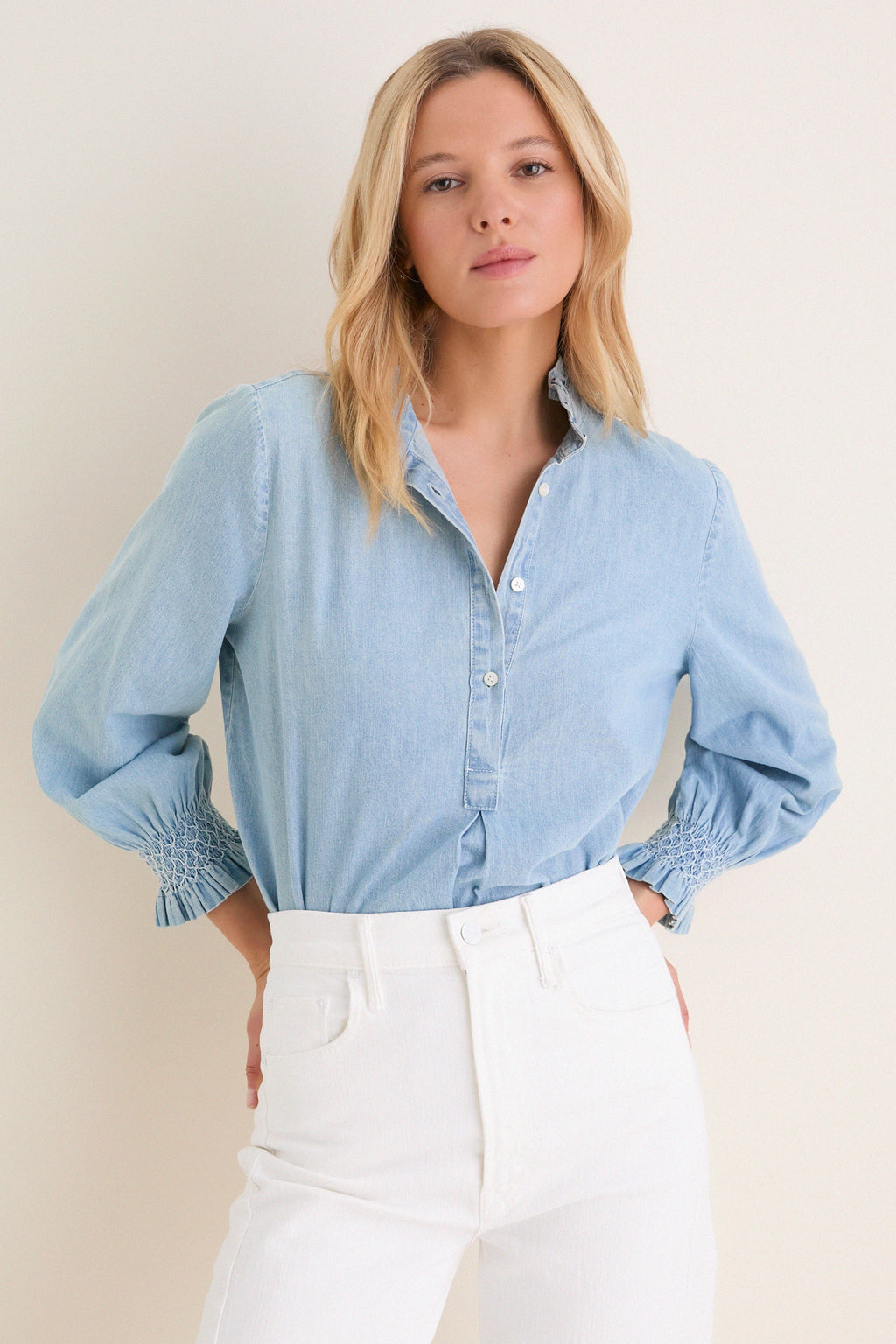 Chambray Teagan Popover Top