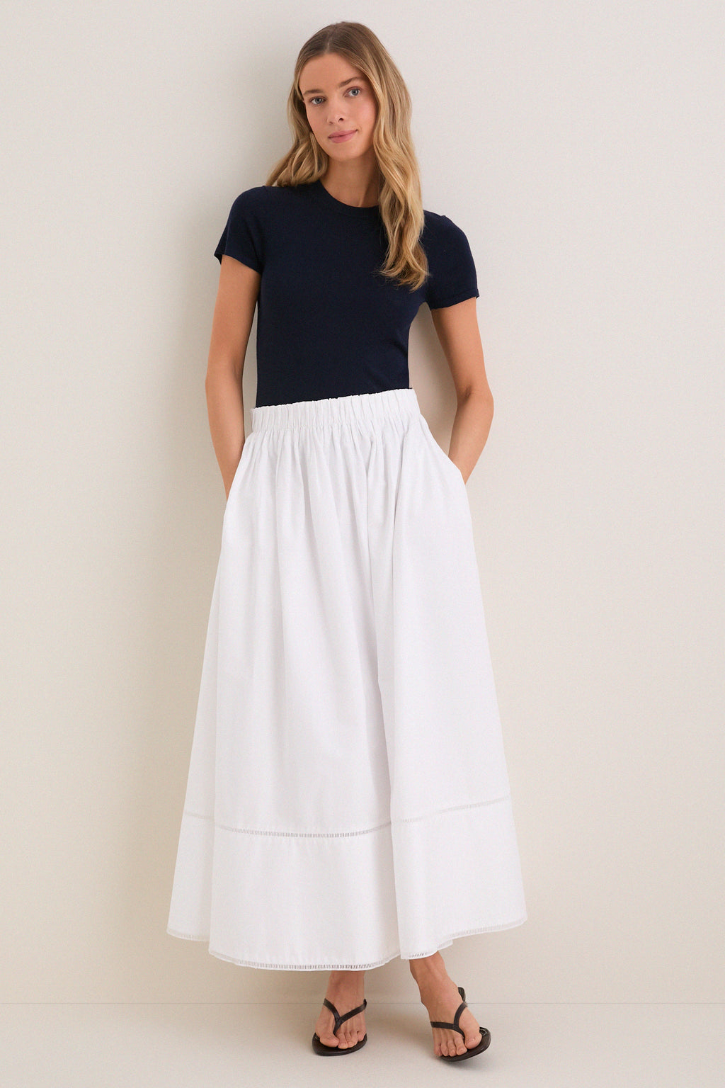 Navy Cashmere Silk Katie Tee