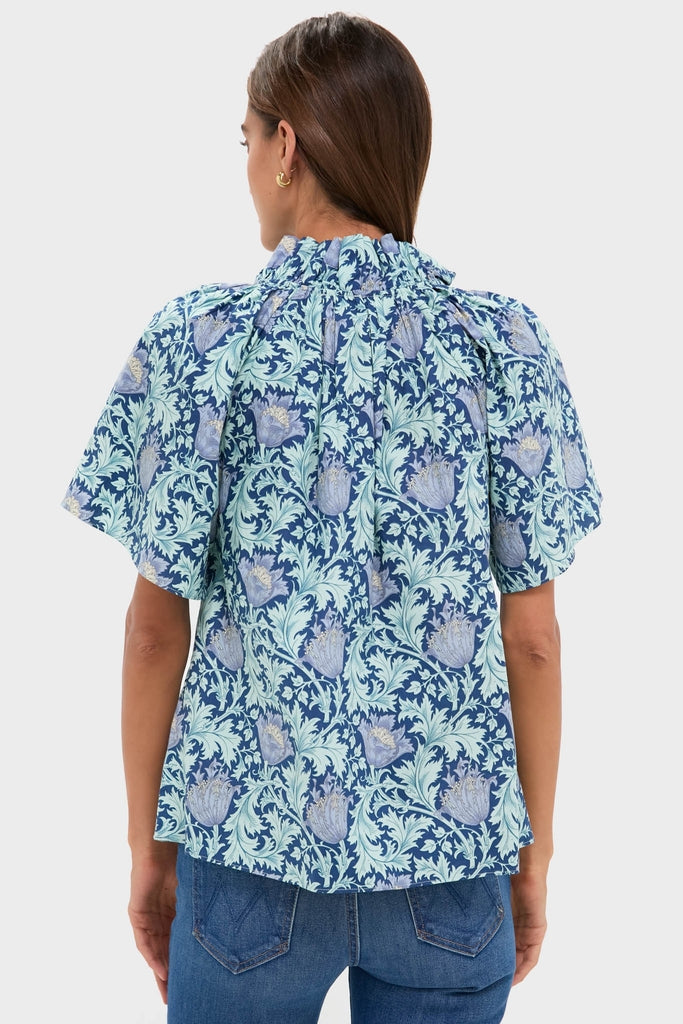 Multi Blue Leafy Floral Thea Blouse