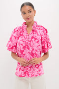 Pink Textured Floral Thea Blouse