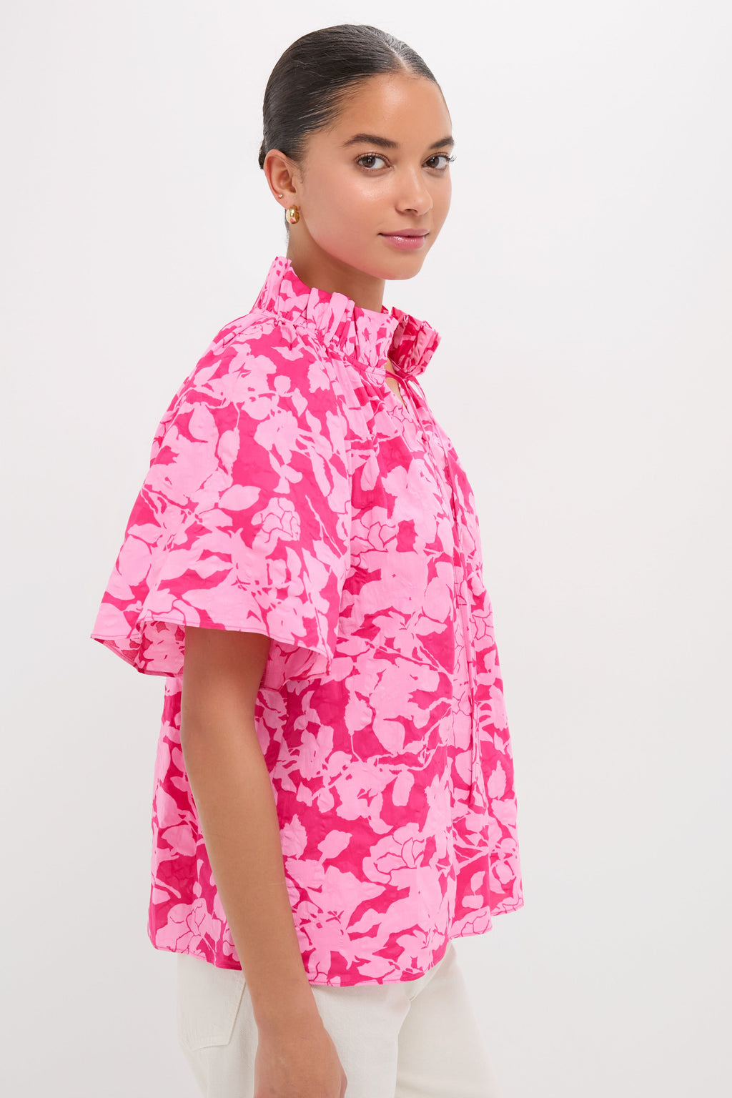 Pink Textured Floral Thea Blouse