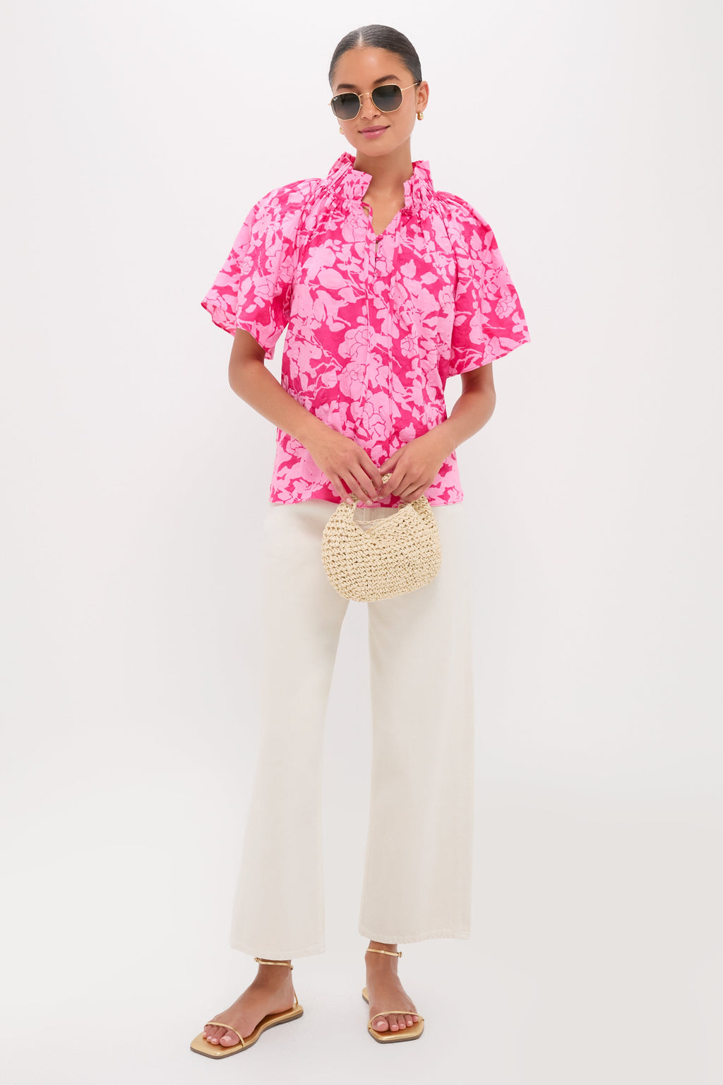 Pink Textured Floral Thea Blouse