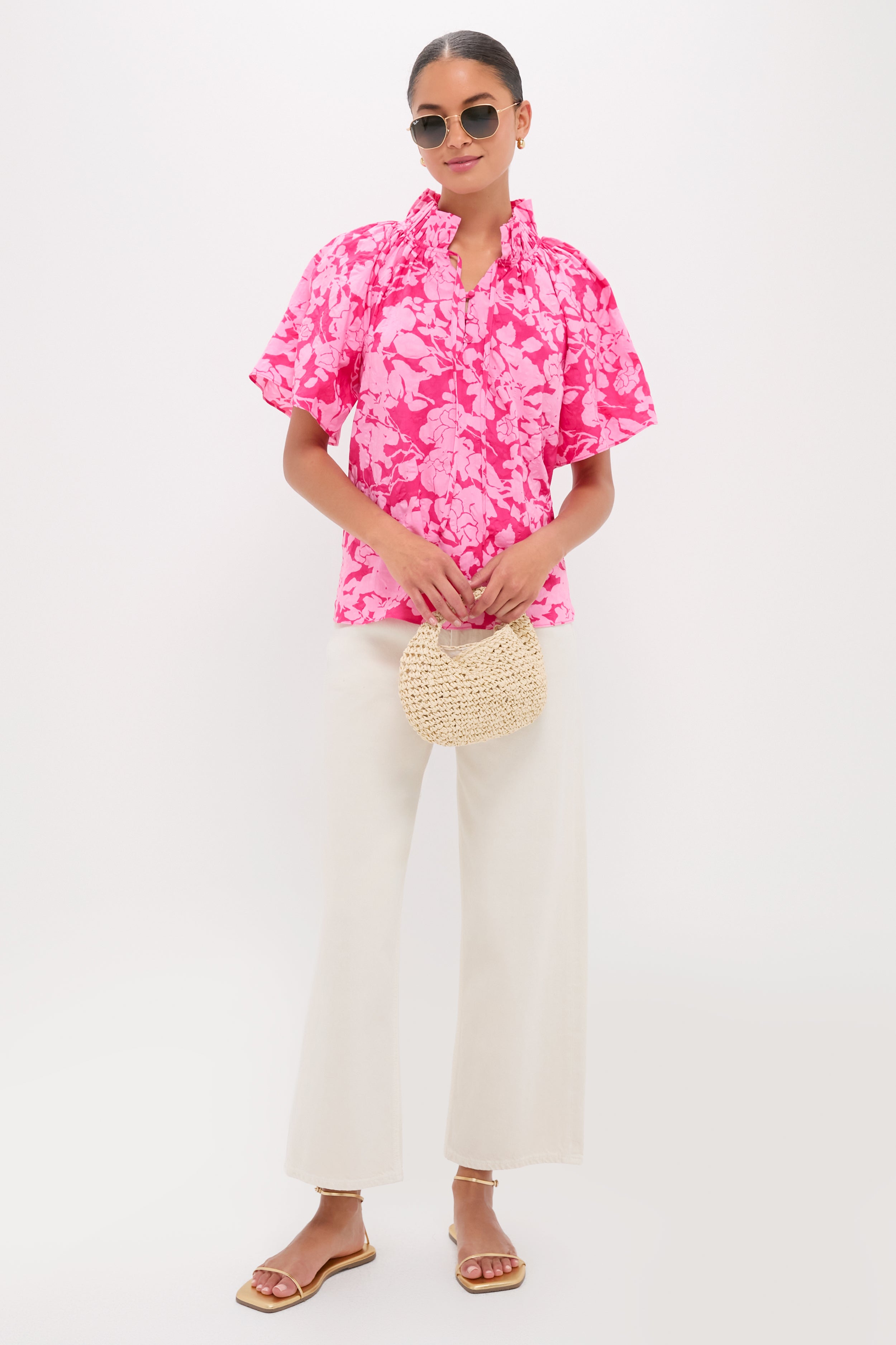 Pink Textured Floral Thea Blouse