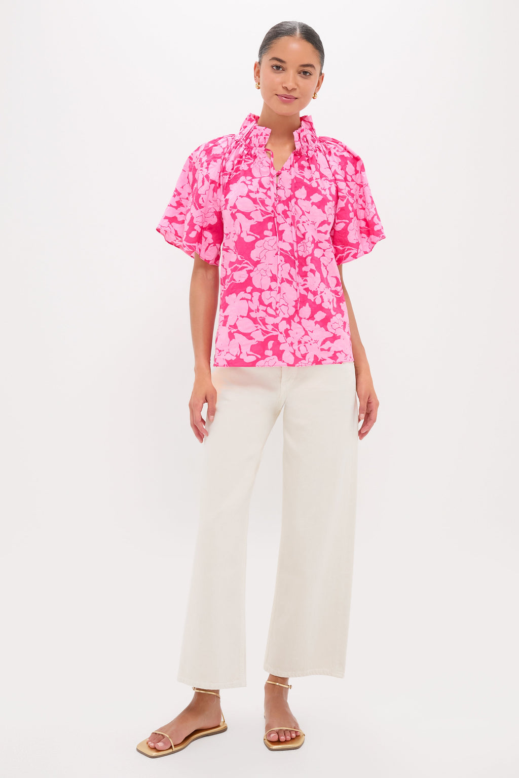 Pink Textured Floral Thea Blouse