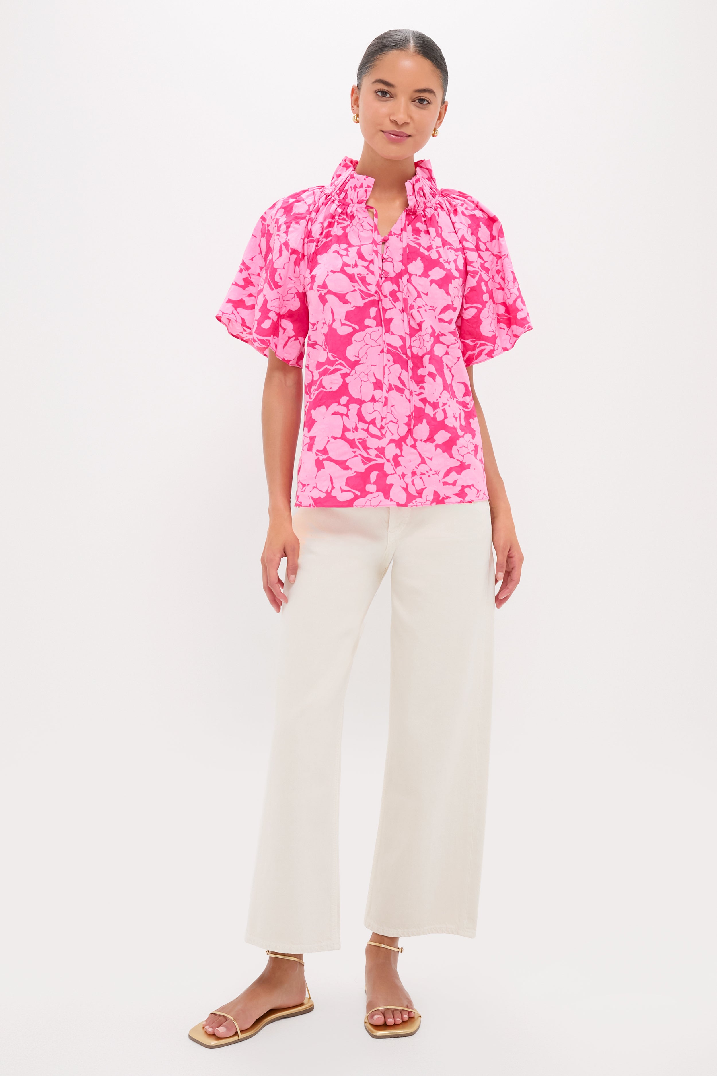 Pink Textured Floral Thea Blouse