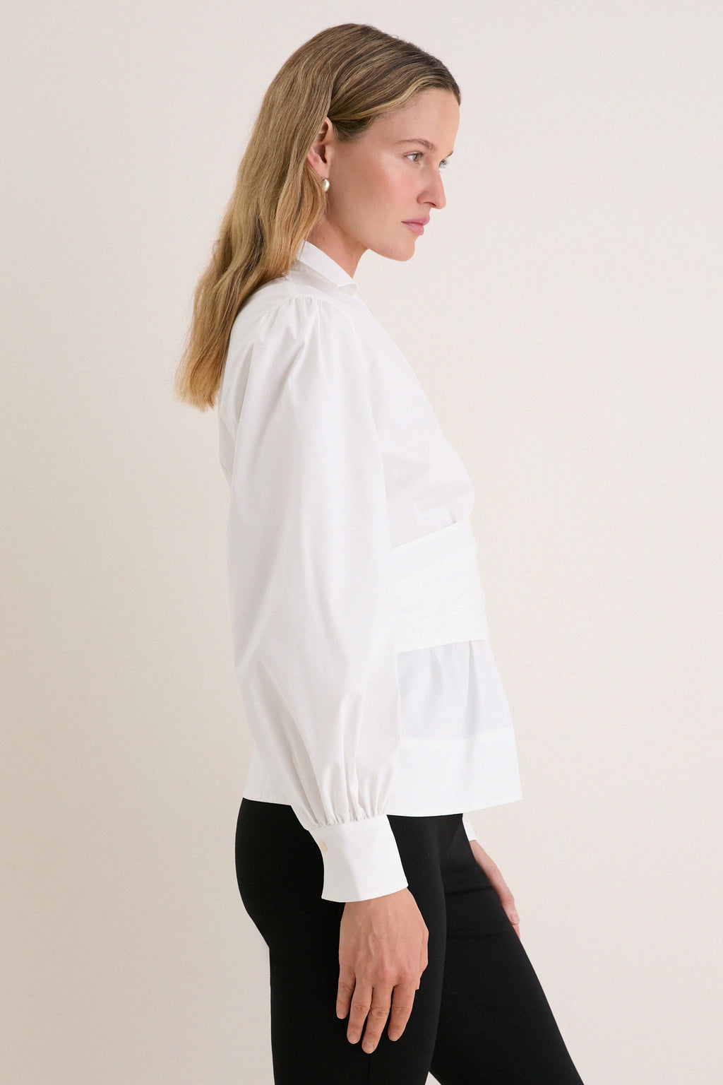 White Tie Front Bow Bea Blouse