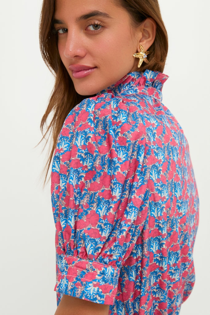 Red & Blue Floral Louisa Blouse
