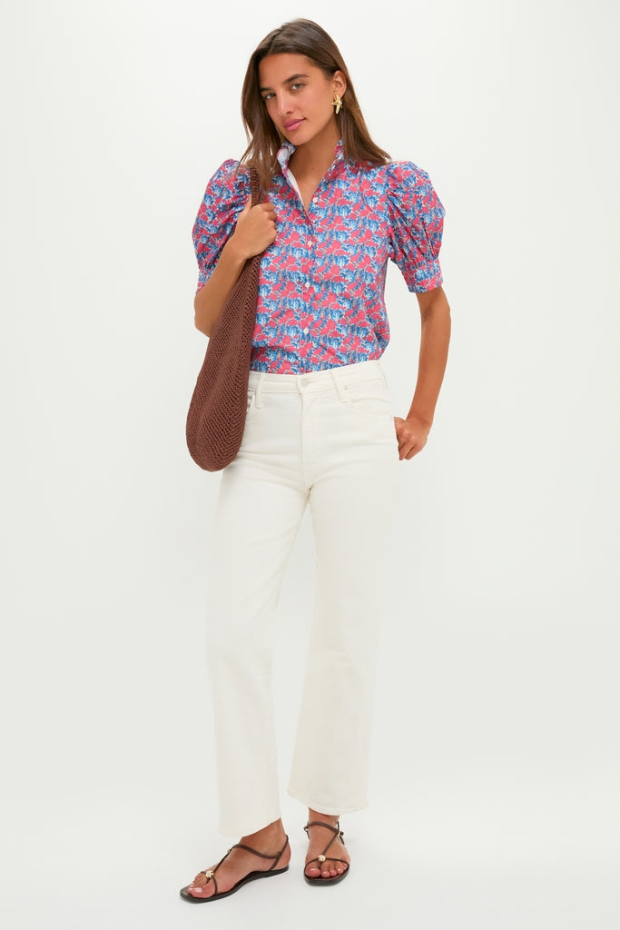 Red & Blue Floral Louisa Blouse
