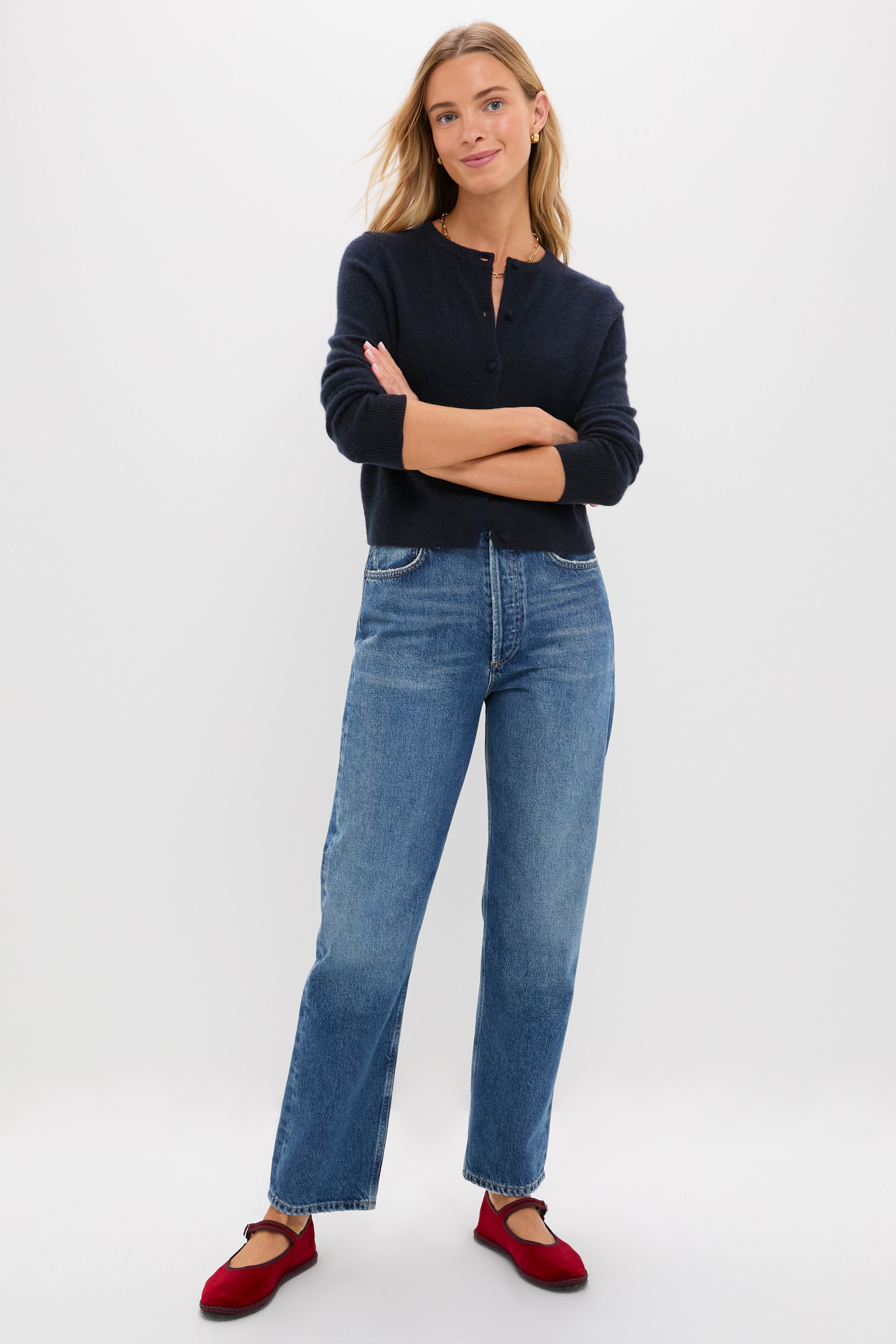 Navy Cashmere Riley Cardigan