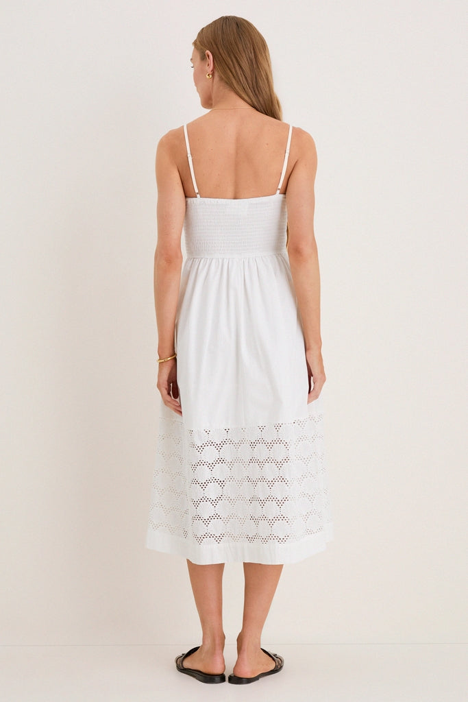 White Smocked Seashell Embroidery Harbor Dress