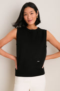 Black Cashmere Sleeveless Ava Shell