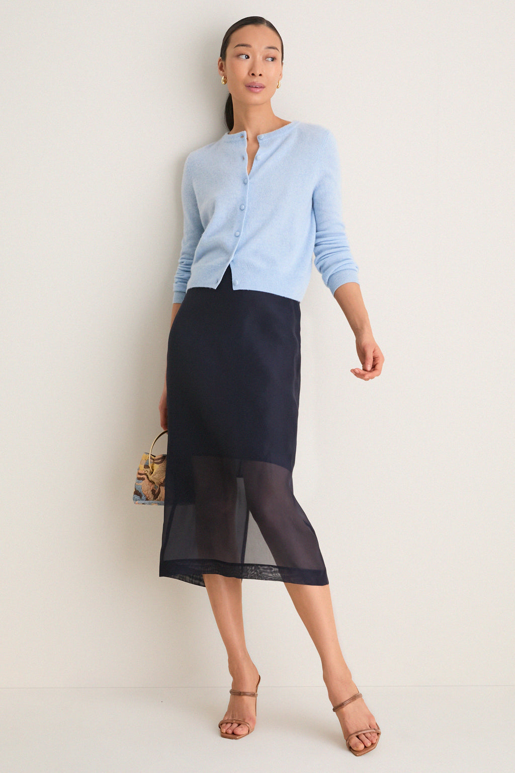 Ice Blue Cashmere Riley Cardigan