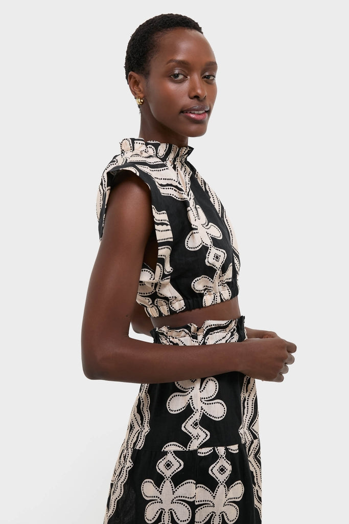 Niku Black Muna Ruched Crop Top