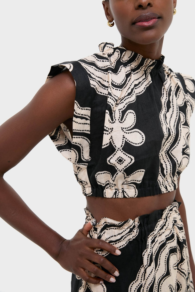 Niku Black Muna Ruched Crop Top