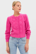 Hot Pink Embroidered Floral Frankie Cardigan