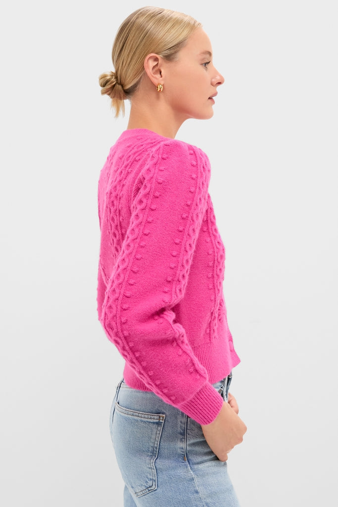 Hot Pink Embroidered Floral Frankie Cardigan