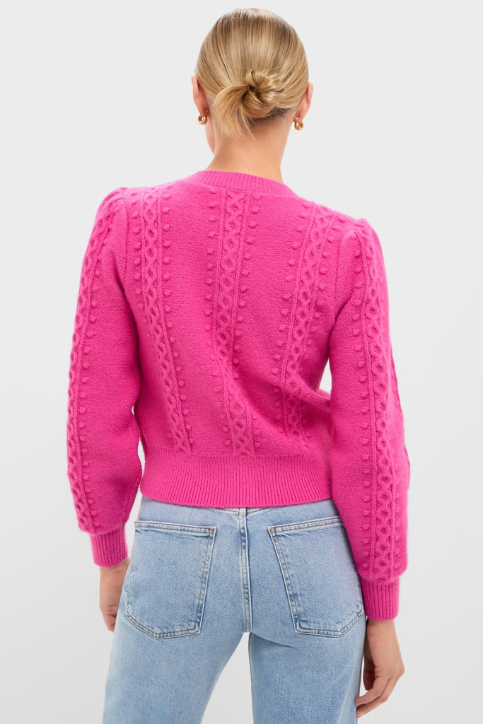 Hot Pink Embroidered Floral Frankie Cardigan