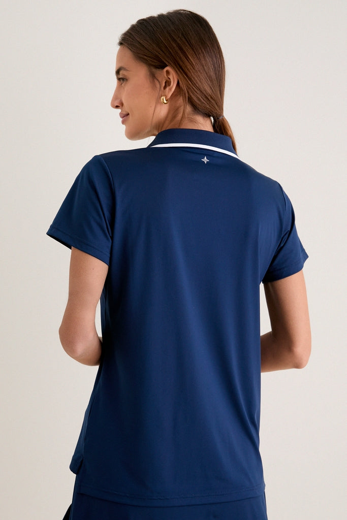 Navy Short Sleeve Performance Jersey Caroline Polo