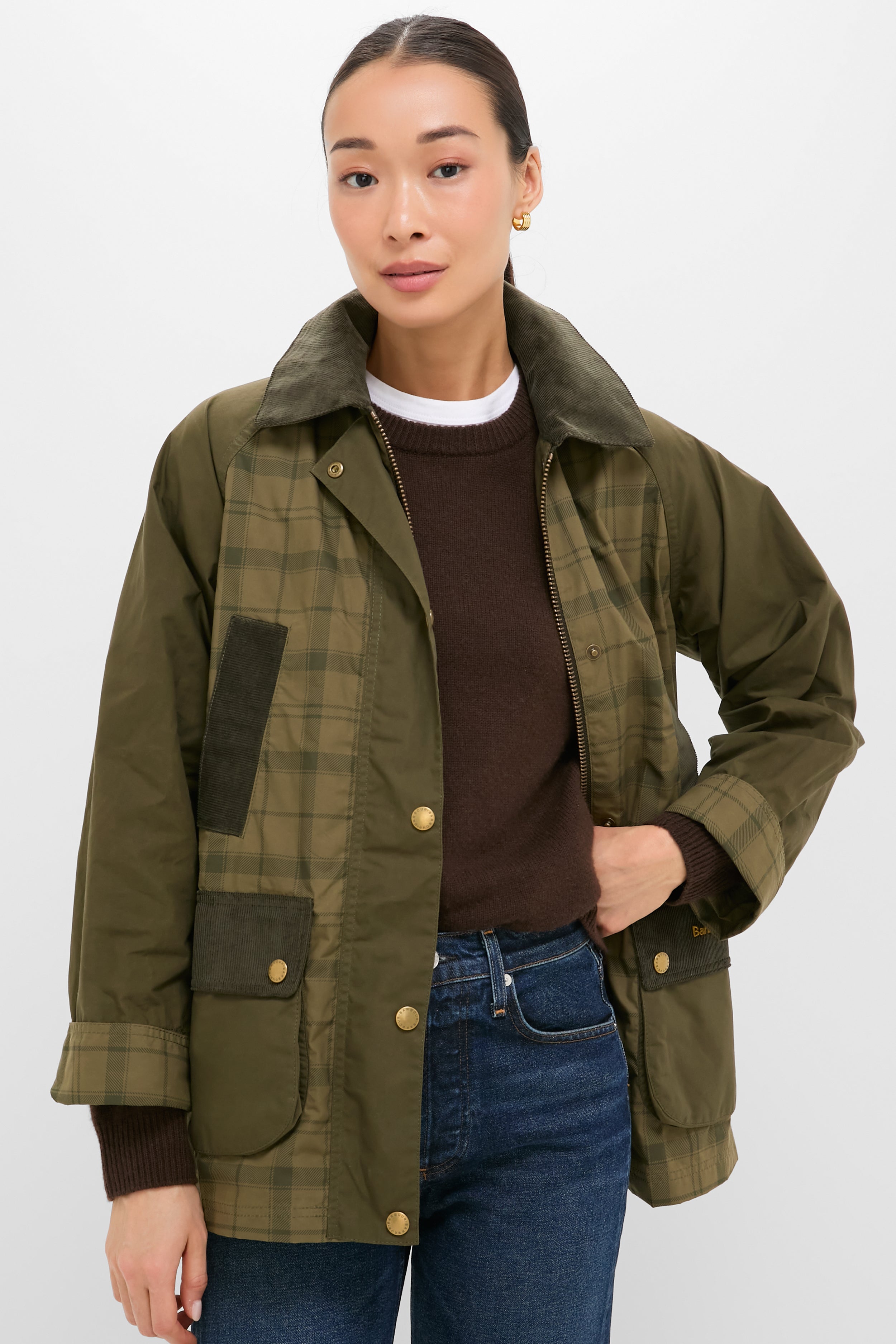 Dusky Green Modern Tartan Beadnell Casual Jacket