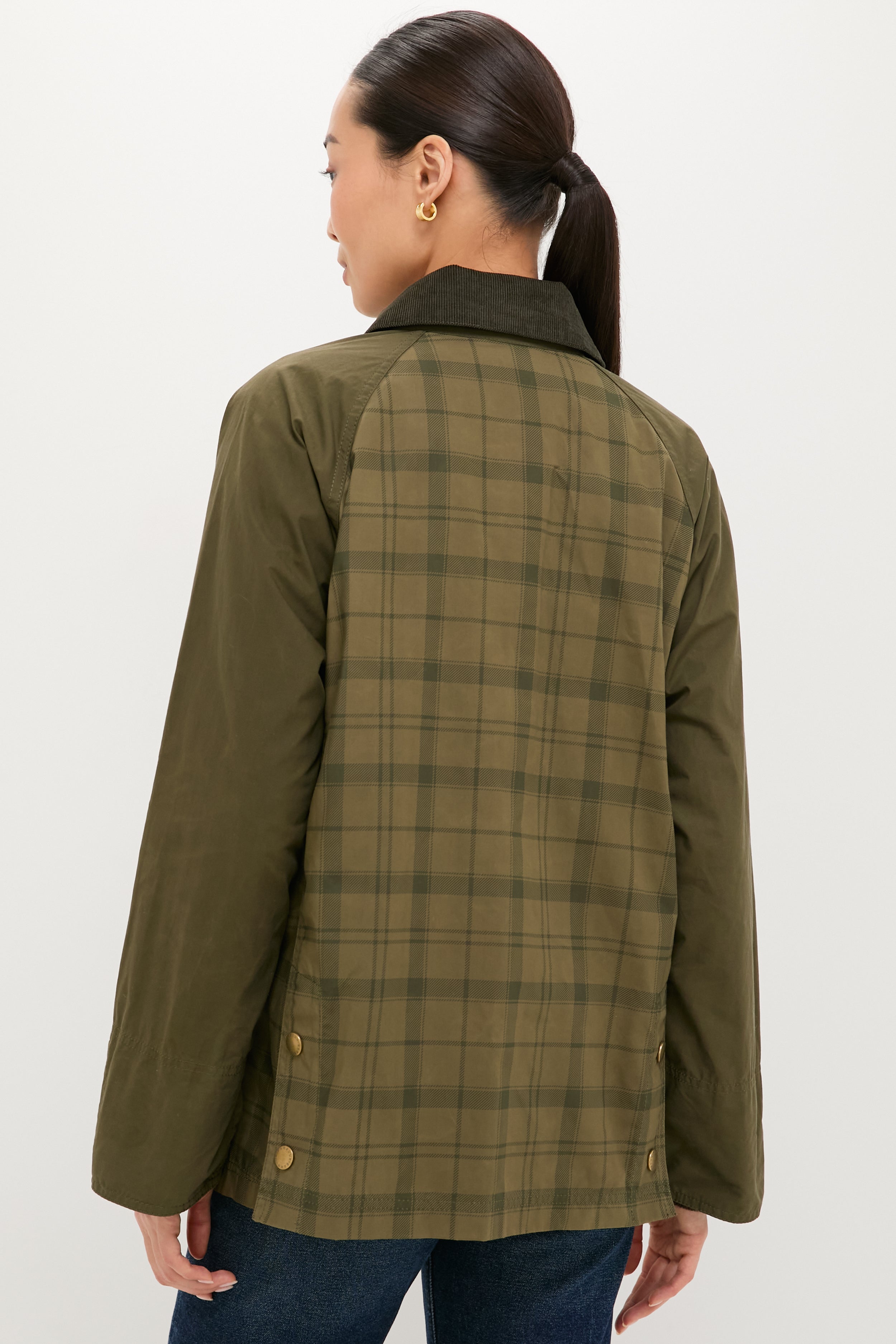 Dusky Green Modern Tartan Beadnell Casual Jacket