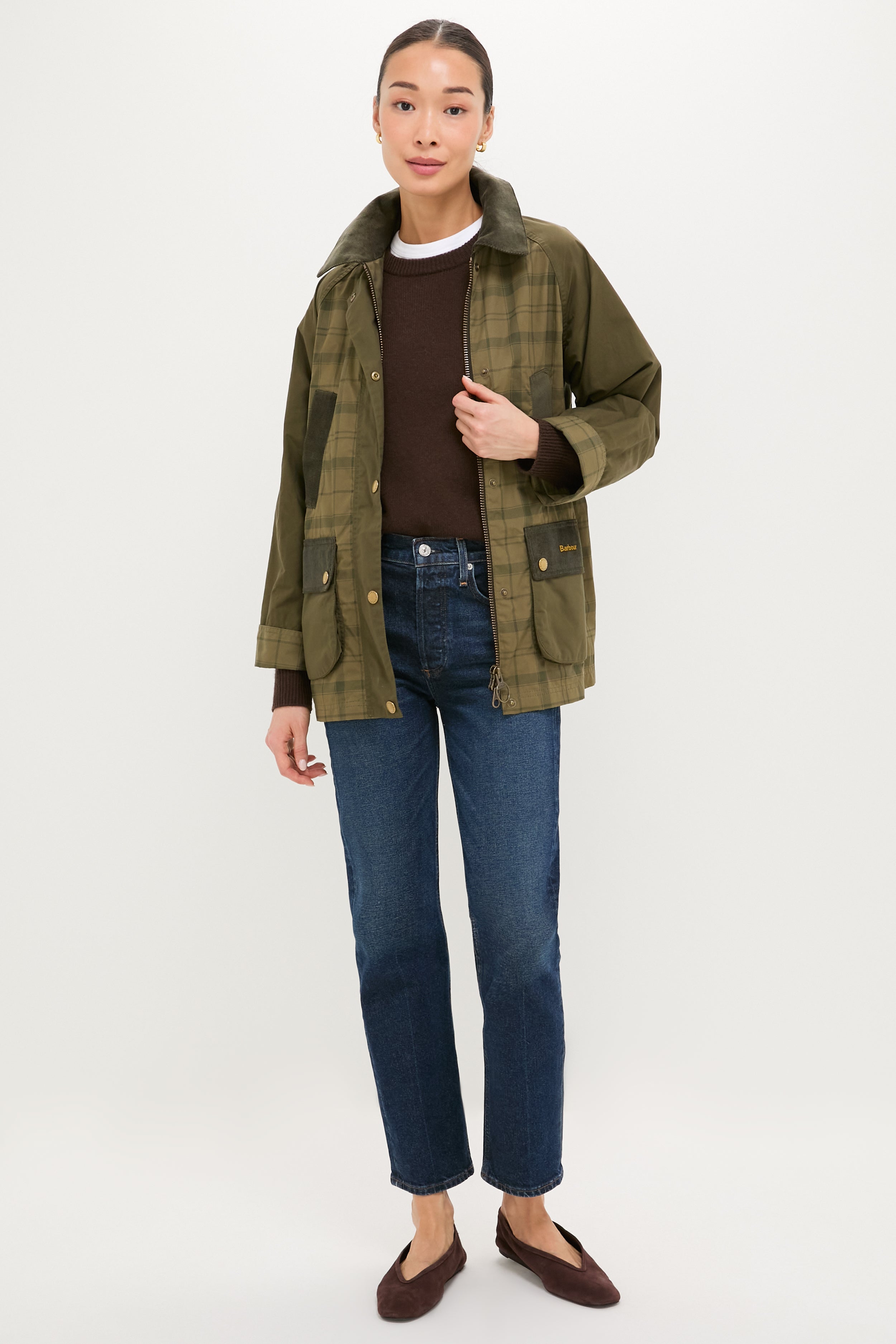Dusky Green Modern Tartan Beadnell Casual Jacket