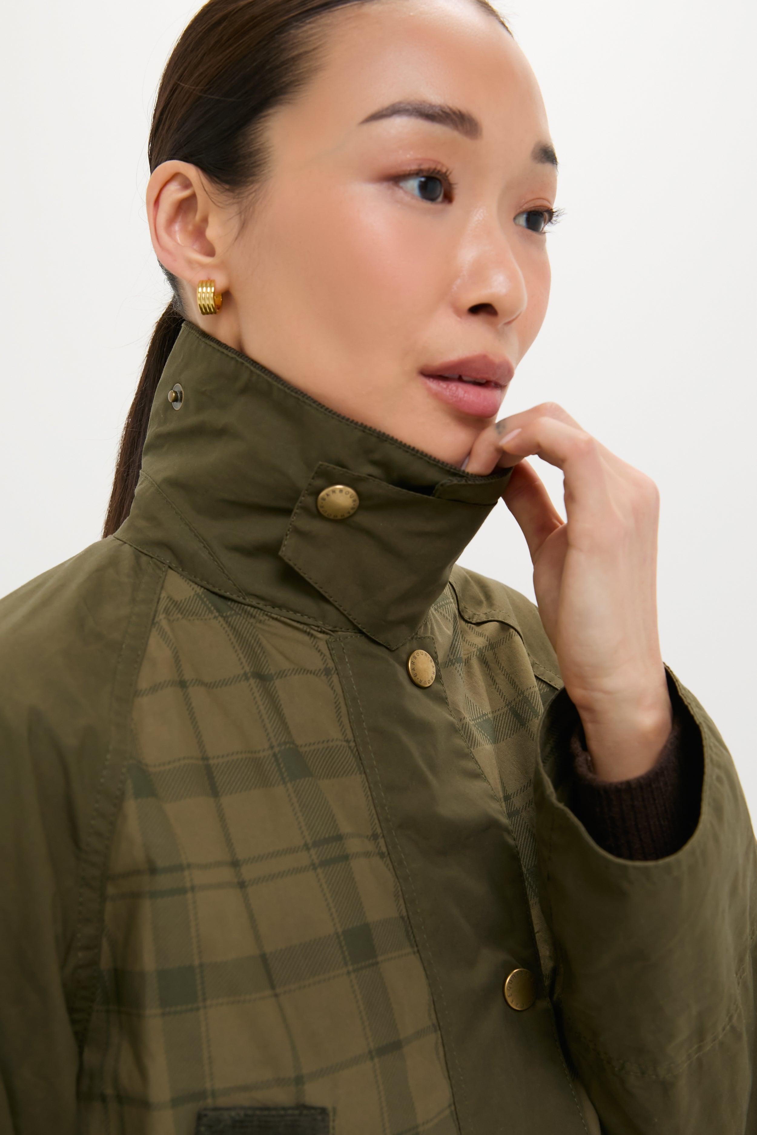 Dusky Green Modern Tartan Beadnell Casual Jacket