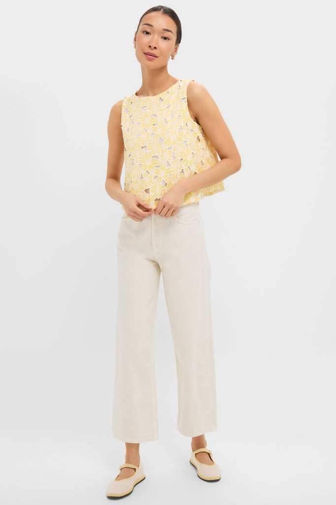 Pale Yellow Flower Vera Top
