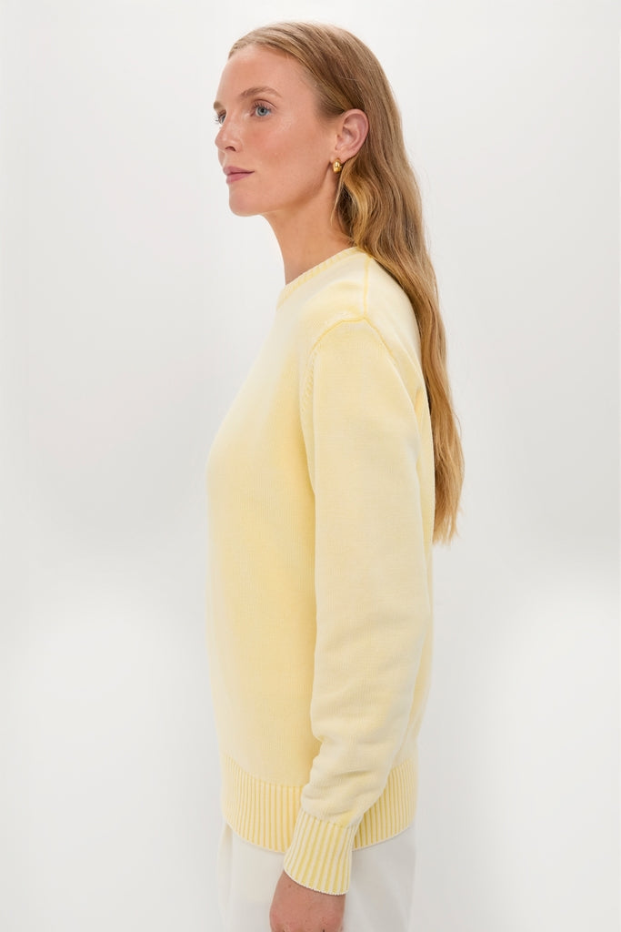 Pale Yellow Stone Washed Cotton Anne Crewneck