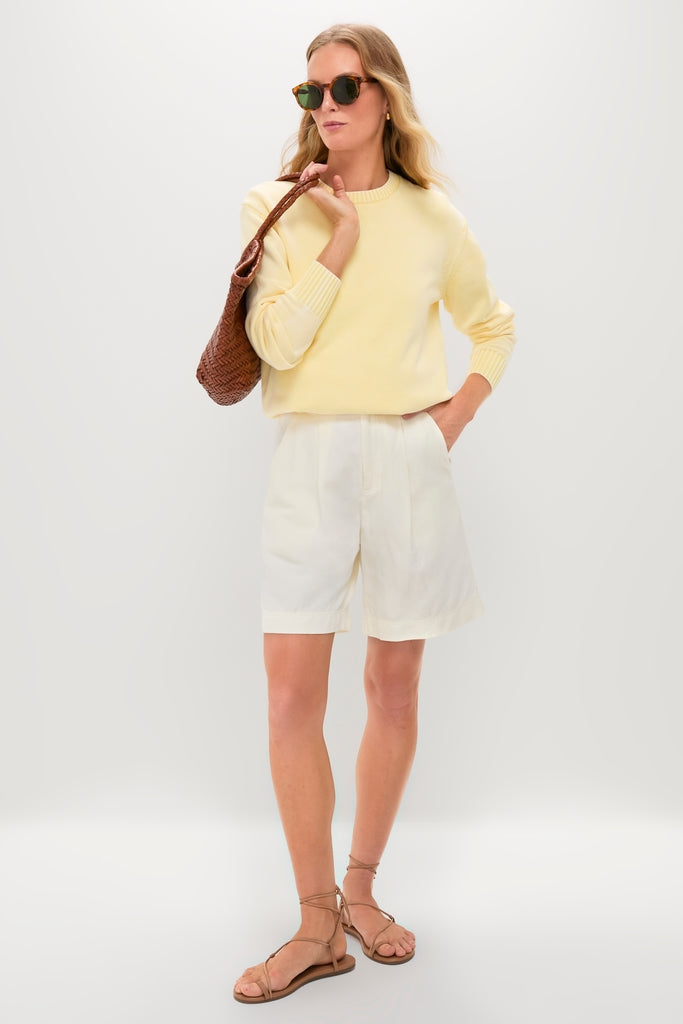 Pale Yellow Stone Washed Cotton Anne Crewneck