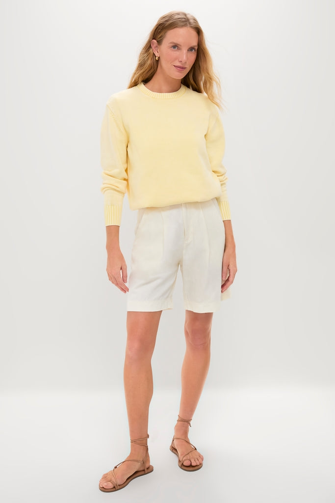 Pale Yellow Stone Washed Cotton Anne Crewneck