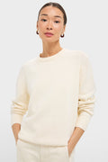 White Stone Washed Cotton Anne Crewneck Sweater