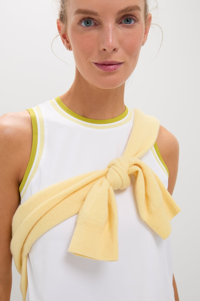 White and Yellow Performance Jersey Tilden Tank