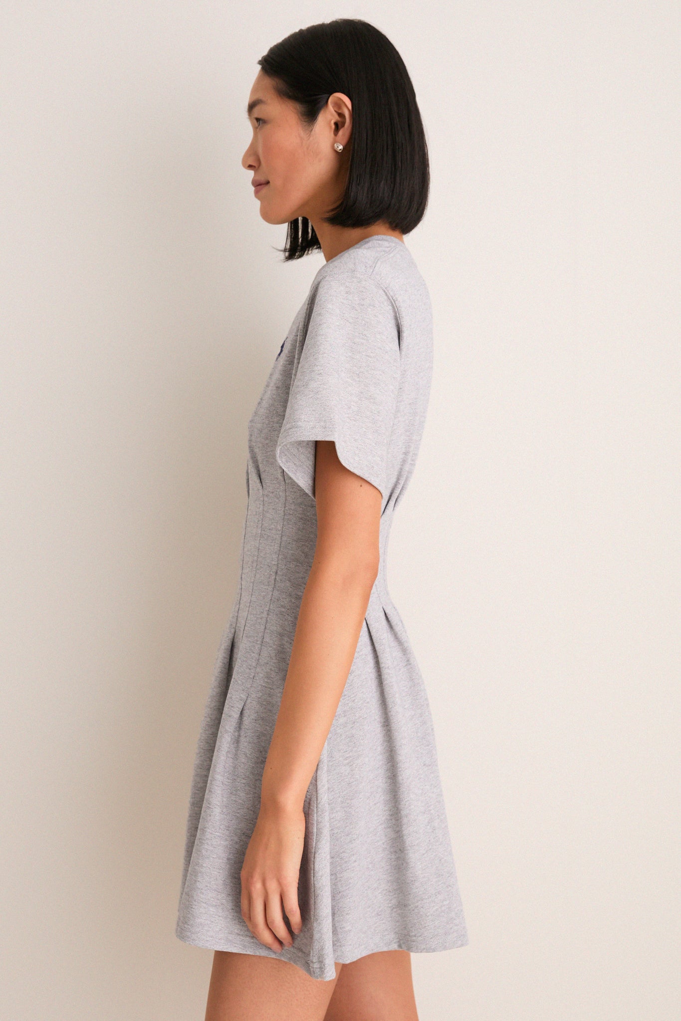 Cobblestone Heather Jersey Knit Crewneck Mini Dress