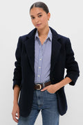 Navy Boucle Leo Blazer