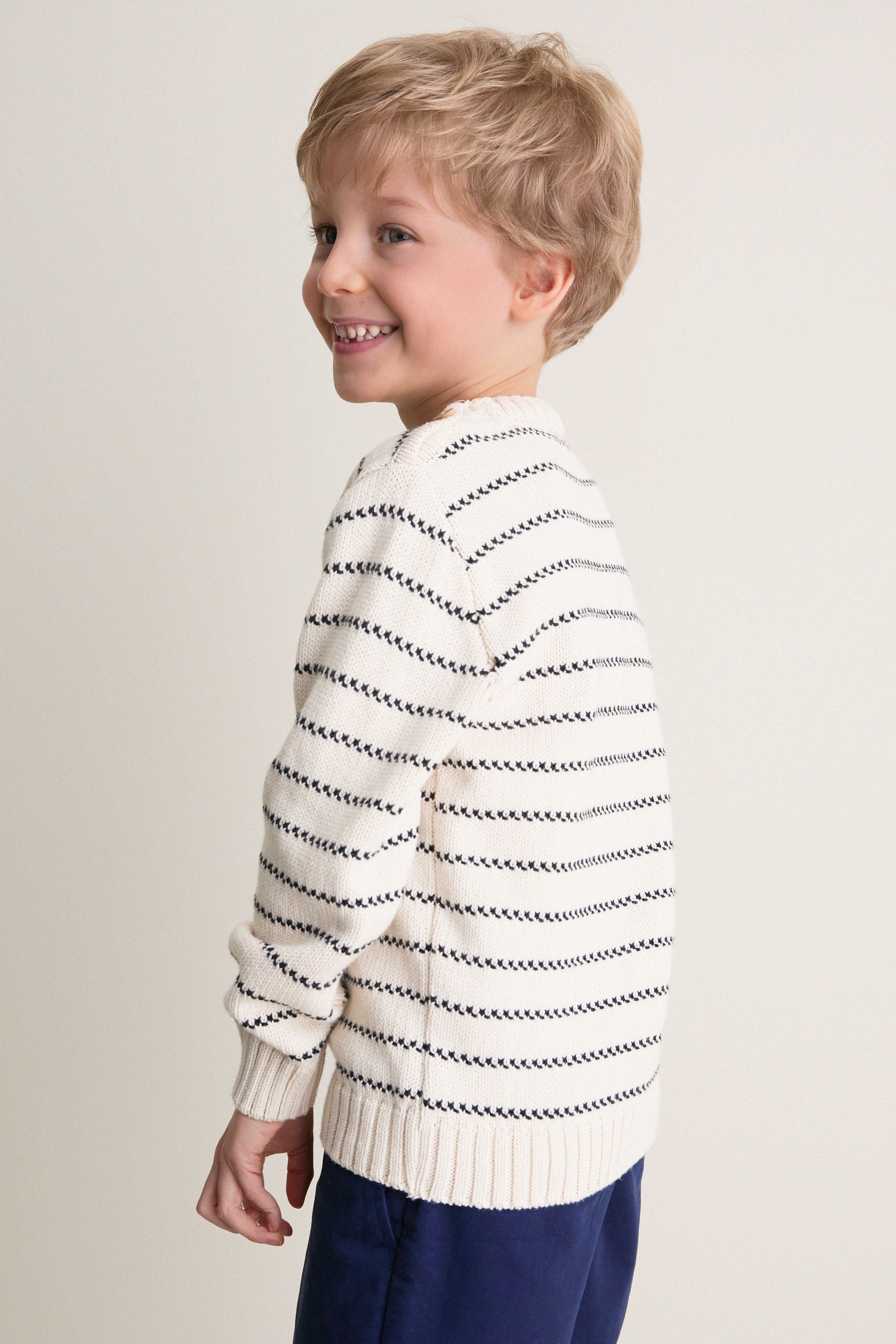 Navy Stripe Raya Cotton Jumper