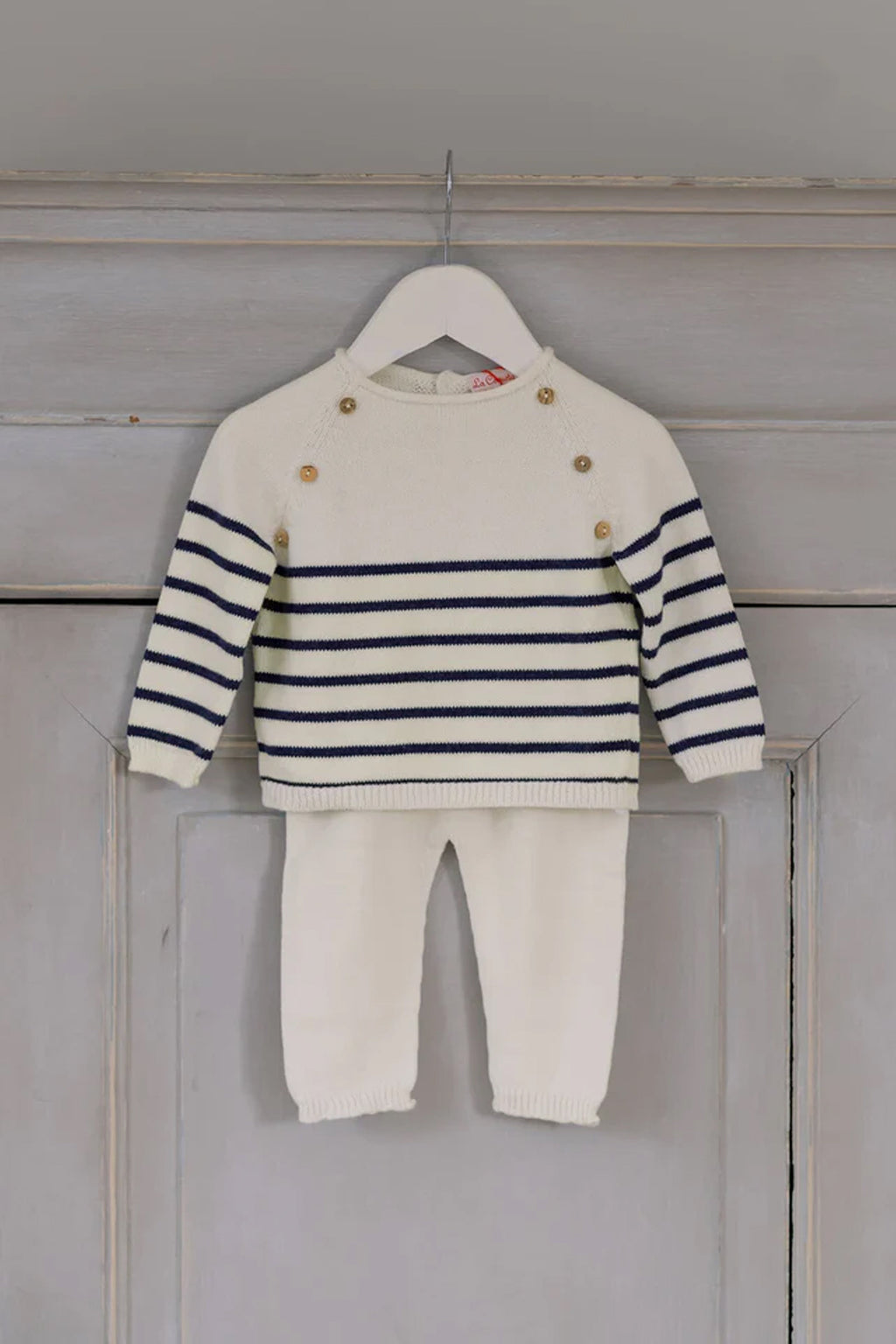 Navy Stripe Monda Cotton Baby Knitted Set