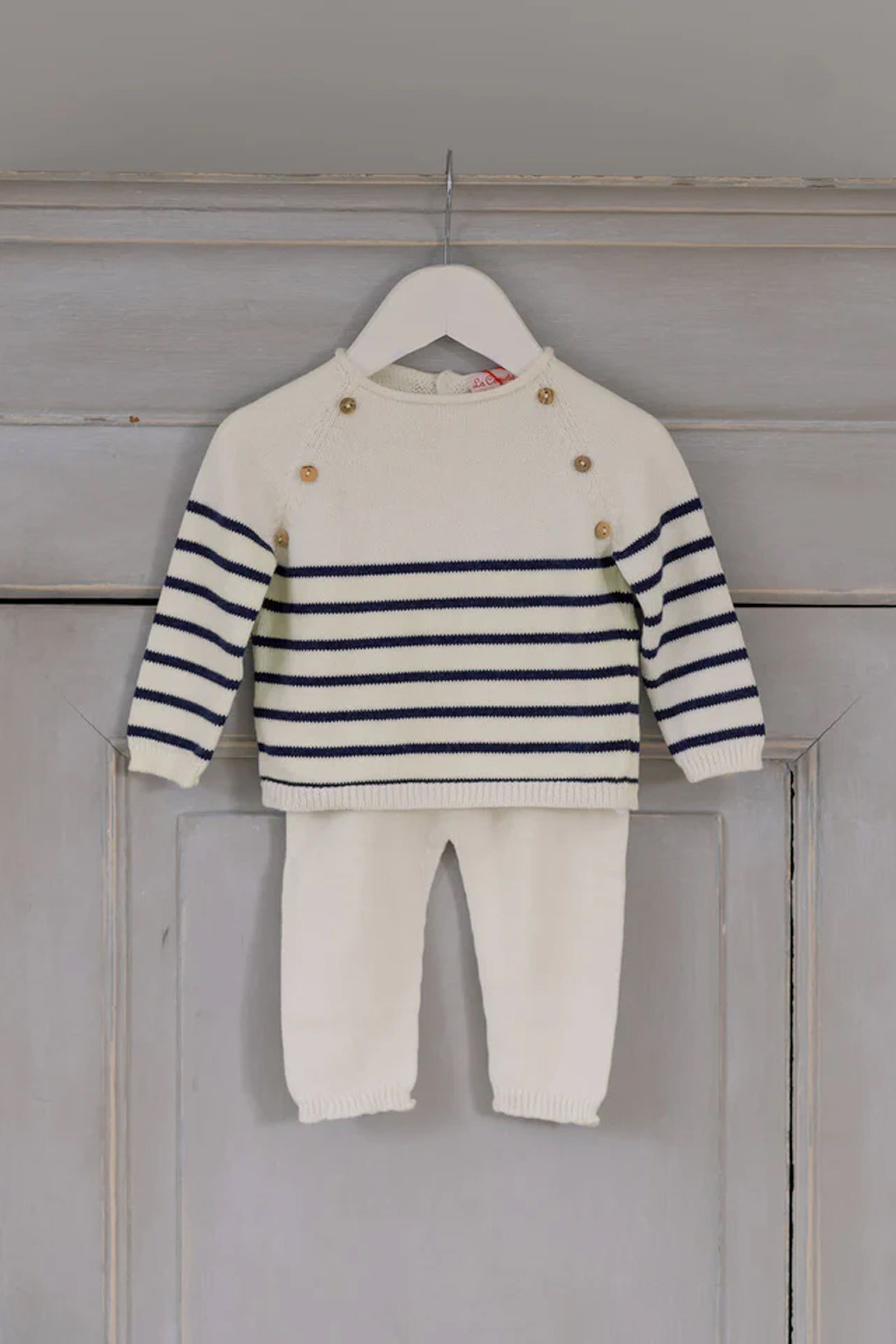 Navy Stripe Monda Cotton Baby Knitted Set