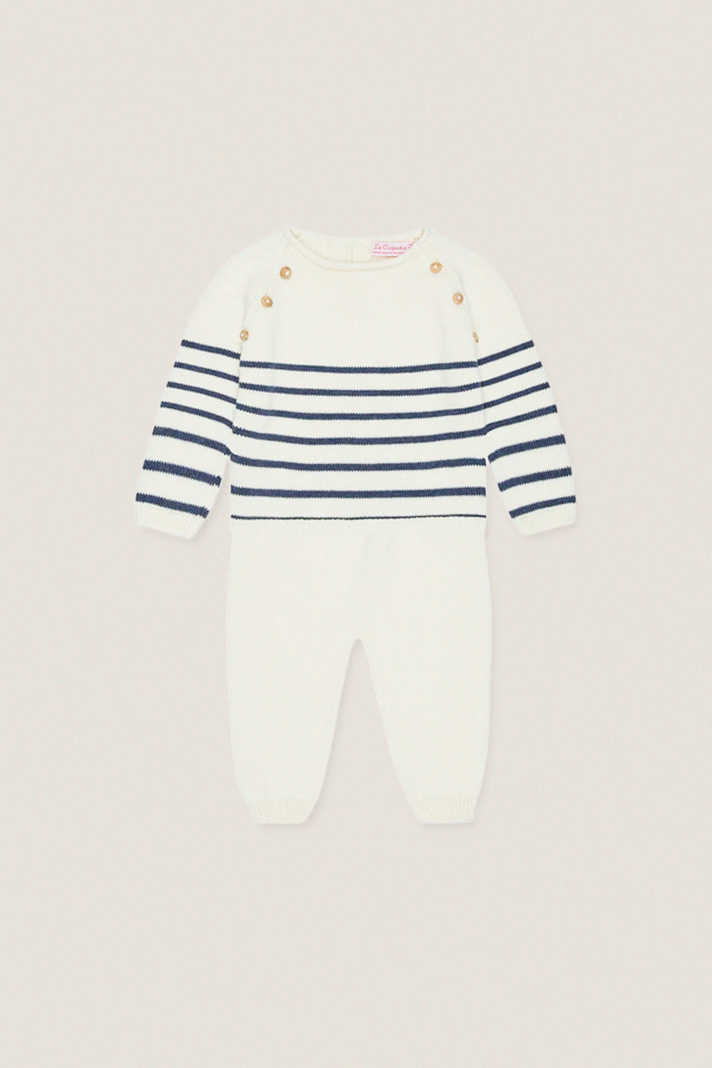 Navy Stripe Monda Cotton Baby Knitted Set