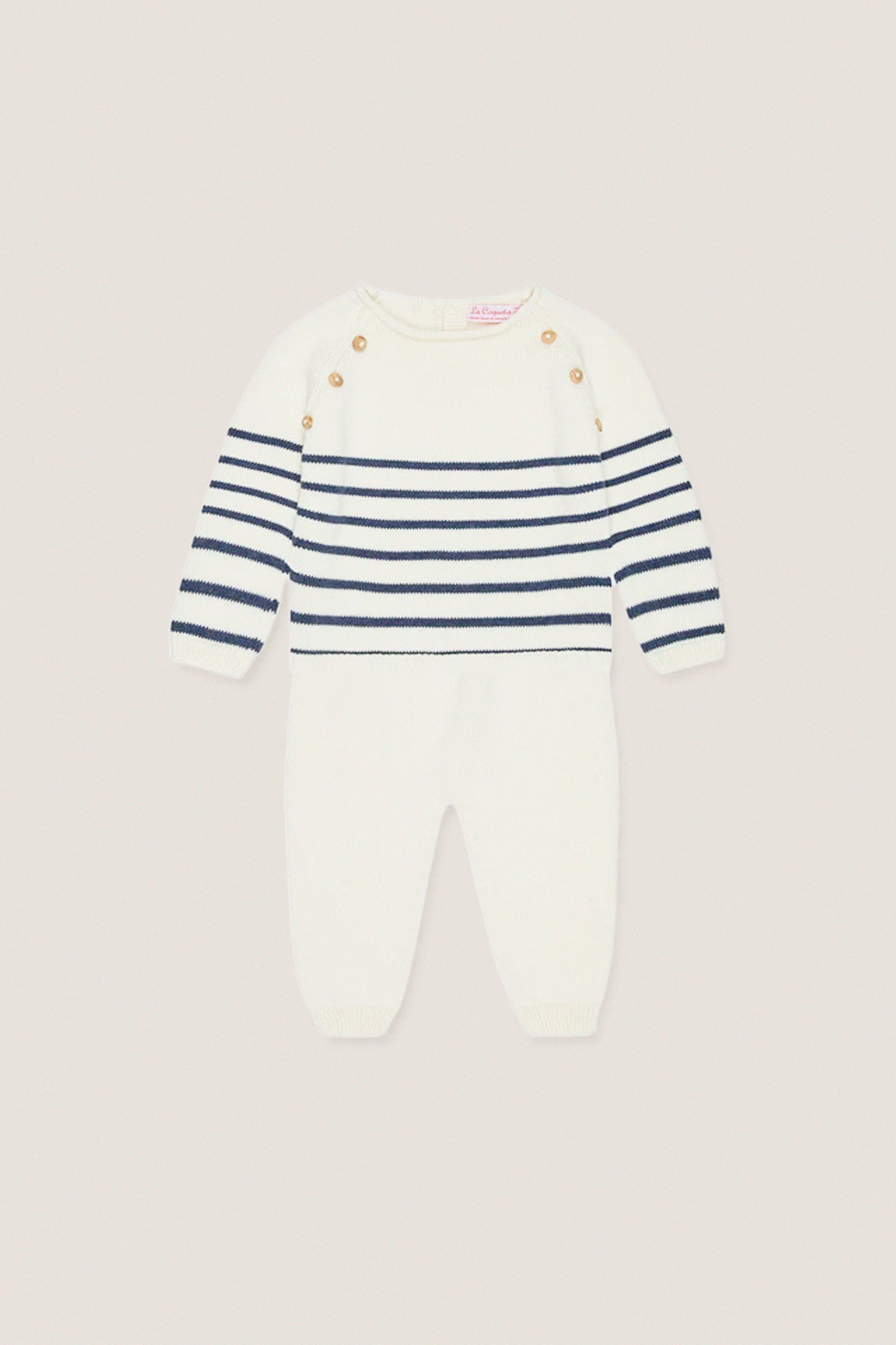Navy Stripe Monda Cotton Baby Knitted Set