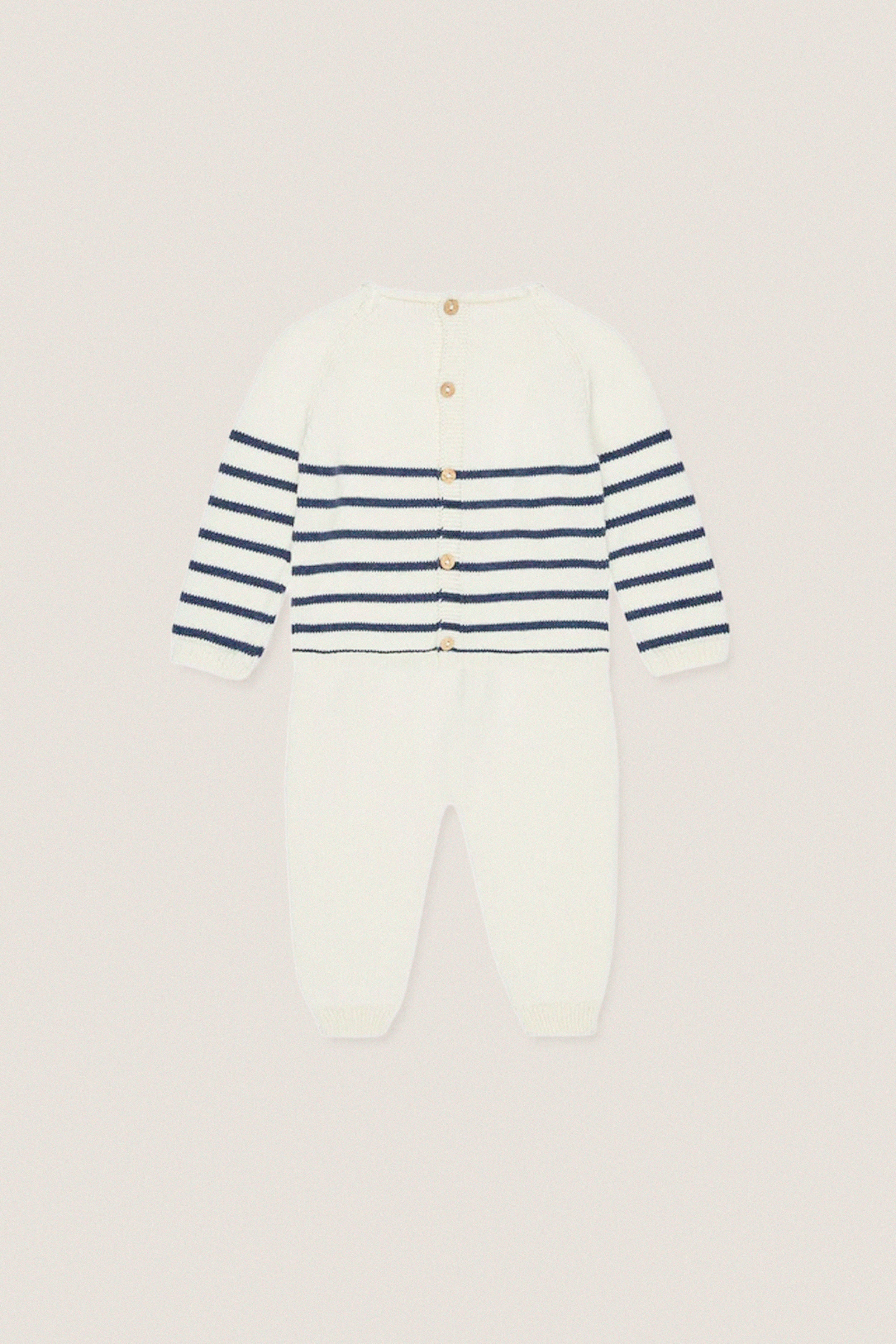 Navy Stripe Monda Cotton Baby Knitted Set