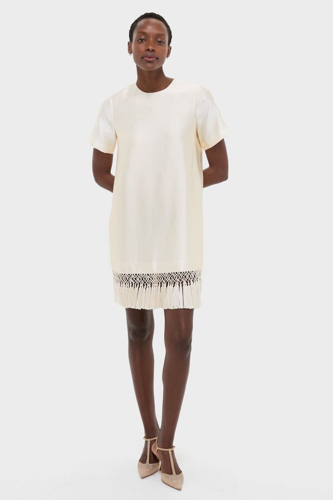 Ivory Dupioni Tassel Downing Dress
