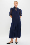 Navy Chiffon Selena Maxi Dress