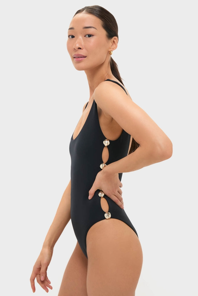 Black Mona Scoop Neck One Piece