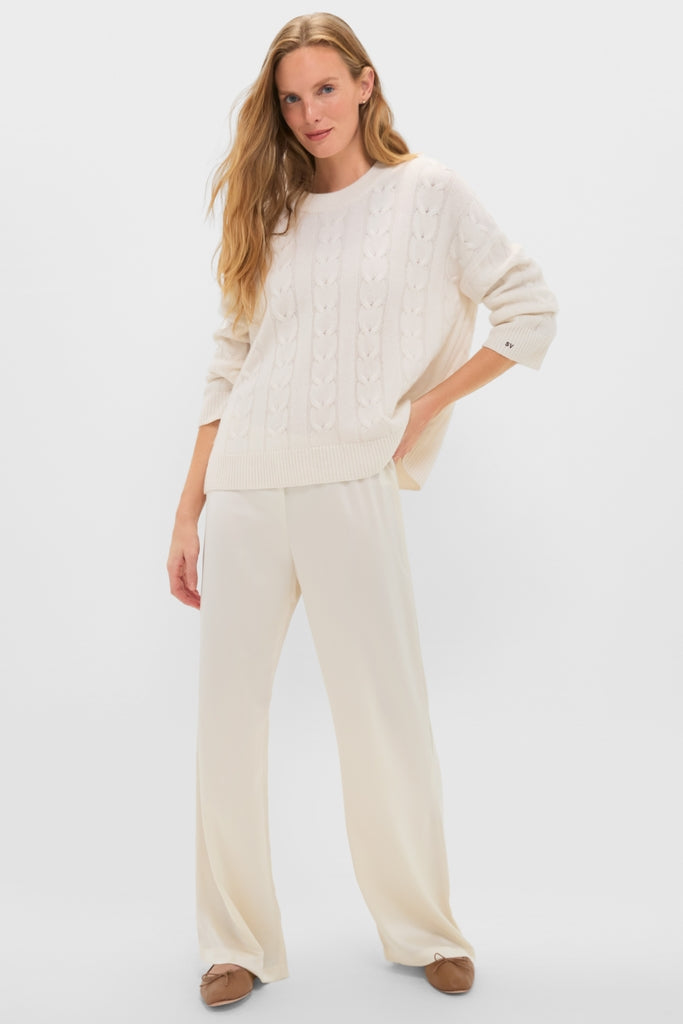 Creme Barb Wide Leg Pants