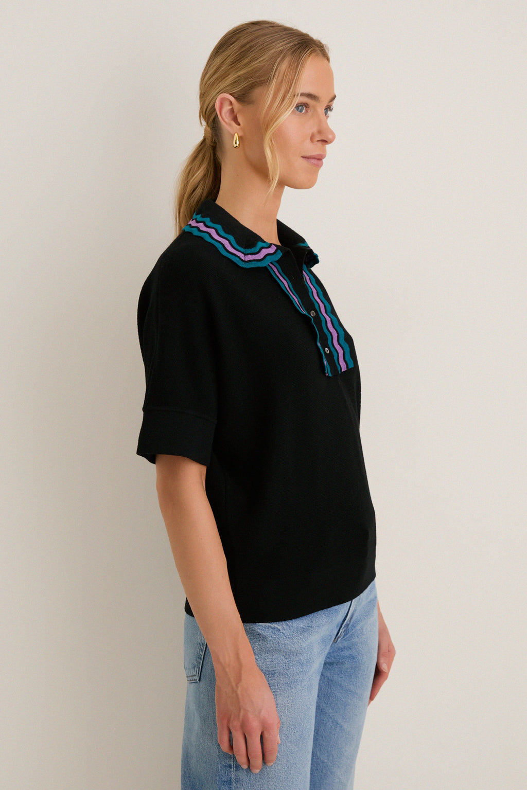 Deep Black Multi Polo Sweater